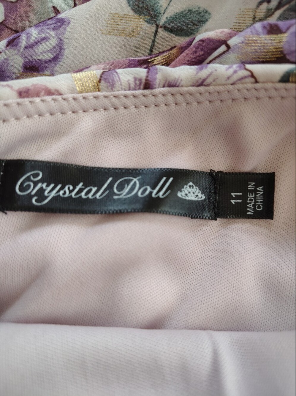 Crystal Doll Lavender Floral Pleated Maxi Dress Size 11. - Picture 9 of 13